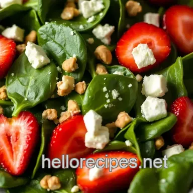 My Easy & Juicy Quick Spinach Salad with Sweet Strawberries Recipe Card