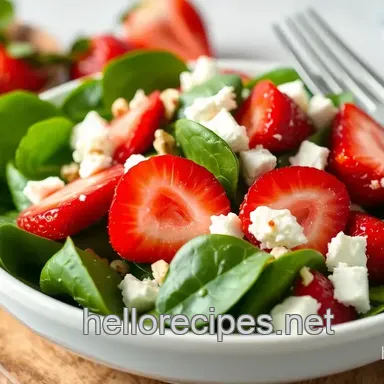 My Easy & Juicy Quick Spinach Salad with Sweet Strawberries Recipe Card
