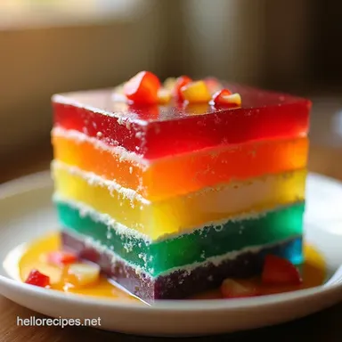 Rainbow Layered Jello A Jiggly Fun Dessert Recipe Card