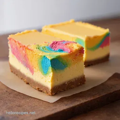 Rainbow Riot My Secret Rainbow Cheesecake Swirl Bar Recipe Recipe Card
