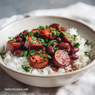Red Beans and Rice with Andouille Sausage Recipe Card