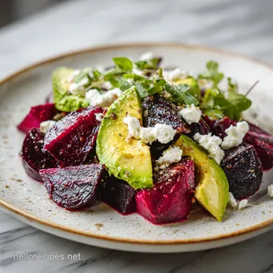 Roasted Beet Avocado Feta Salad for 4 Servings Recipe Card