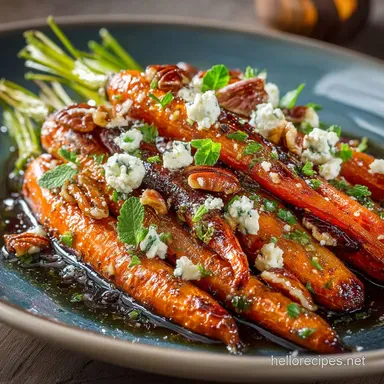 HoneyGlazed Roasted Carrots with Candied Pecans and Goat Cheese Recipe Card