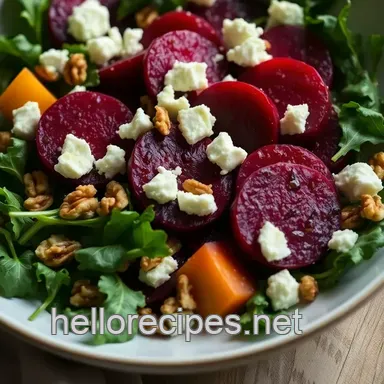 Delicious Golden Beets Recipes: Roasted Beet and Goat Cheese Salad Recipe Card