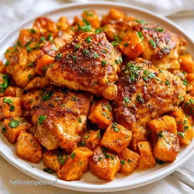 Roasted Sweet Potato Chicken One-Pan Recipe Card