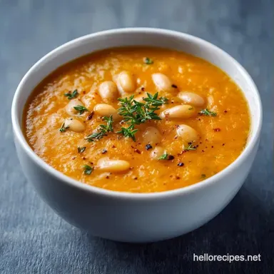 Roasted Vegetable Soup with Beans: Silky Recipe Card