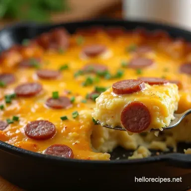 The Snooze Button Special Ultimate Overnight Sausage Breakfast Casserole Recipe Card