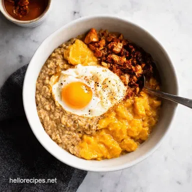 Savory Sunrise Oatmeal Hearty Healthy Breakfast Power Bowl Recipe Card