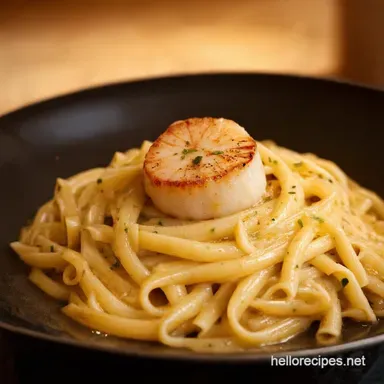 Scallops and Pasta LemonGarlic Angel Hair Quick Recipe Card