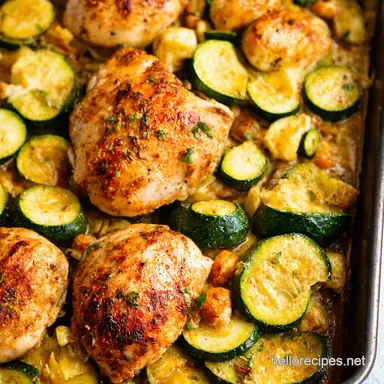Sheet Pan Mediterranean Chicken and Zucchini So Easy Recipe Card