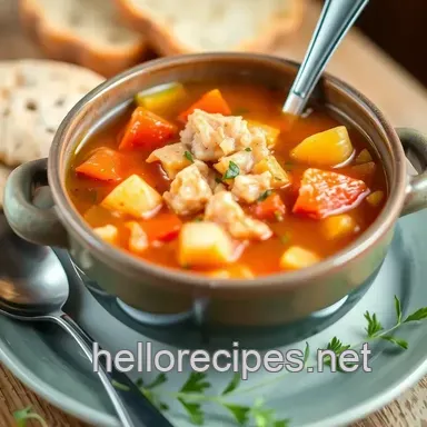 How to Make My Grandmother's Simmered Turkey Soup with Savory Veggies Recipe Card
