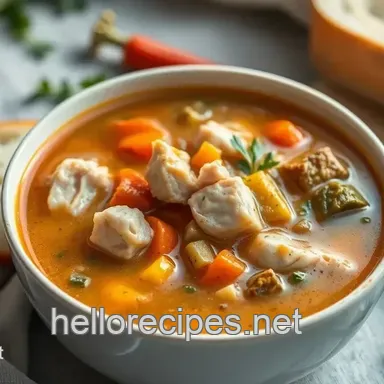 How to Make My Grandmother's Simmered Turkey Soup with Savory Veggies Recipe Card