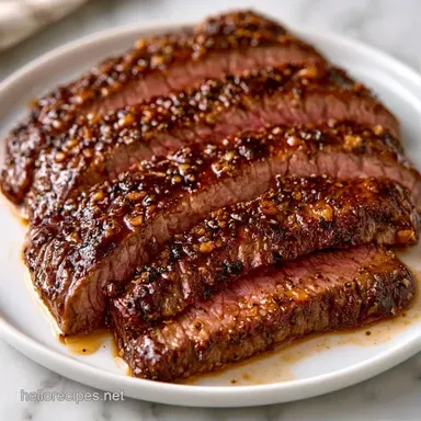Simple Garlic Flank Steak for 6 Servings Recipe Card