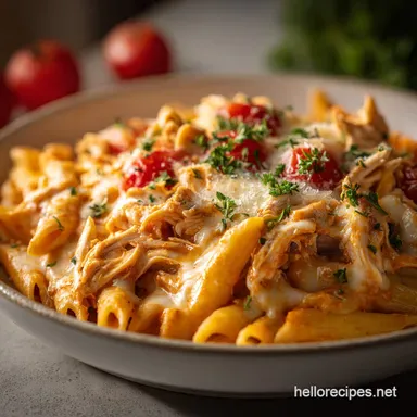 Slow Cooker Cheesy Chicken Penne One-Pot Creamy Recipe Card
