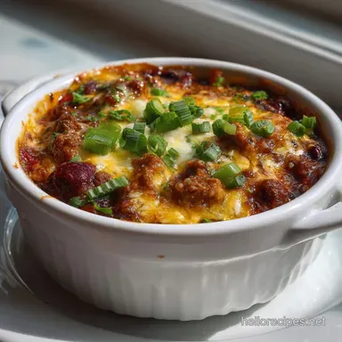 Slow Cooker Chili Cheese Casserole Ready in 4 Hours 10 Minutes Recipe Card