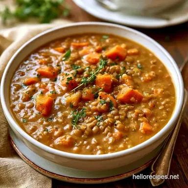 Slow Cooker Lentil Soup for 8 Servings Recipe Card