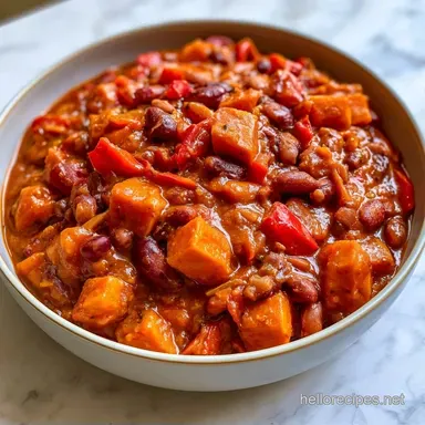Slow Cooker Sweet Potato Chili Meal Prep Recipe Card