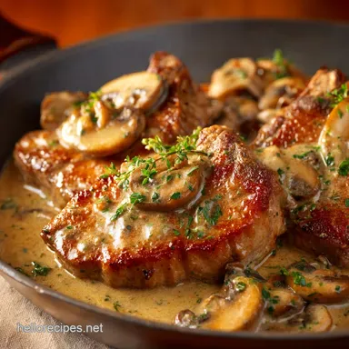 Smothered Pork Chops in Creamy Mushroom Sauce FoolProof Tender Recipe Card