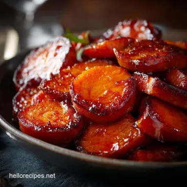 Southern Oven Candied Sweet Potatoes Sticky Maple Glaze Recipe Recipe Card