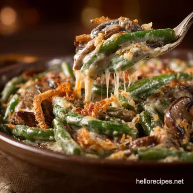 Southern Green Bean Casserole: Worlds Best with Silky Mushroom B&eacute;chamel Recipe Card