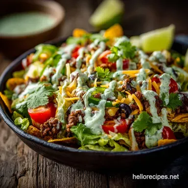 Taco Salad: The Best 30-Minute Recipe with Zesty Cilantro-Lime Dressing Recipe Card