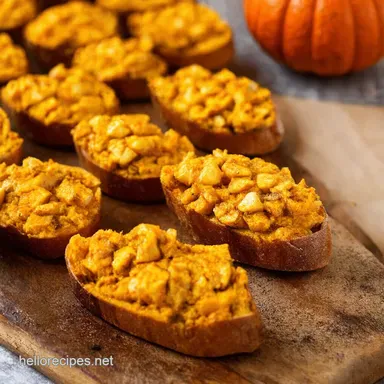 Vegan Fall Appetizers for Party Spiced Pumpkin Crostini Recipe Card