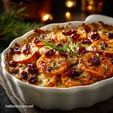 Sweet Potato and Cranberry Gratin: Elegant Holiday Casserole Dish