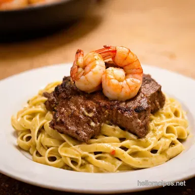 Spicy Blackened Steak Shrimp Alfredo Louisiana Meets Italy Recipe Card