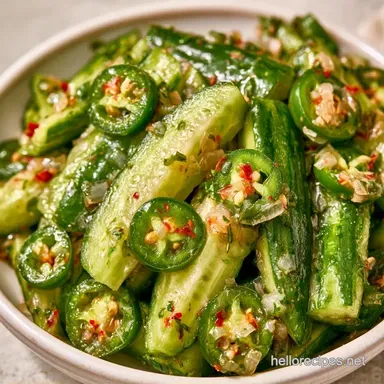 Spicy Refrigerator Pickles with Jalapenos Recipe Card