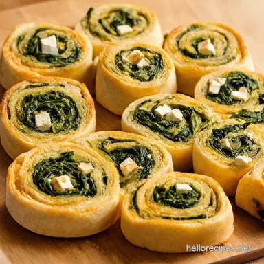 Savory Spinach and Feta Pinwheels Quick Easy Recipe Recipe Card