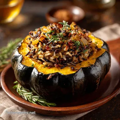 Thanksgiving Side Dishes: Elegant Stuffed Acorn Squash with Wild Rice Recipe Card