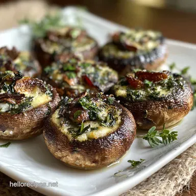 Baked Stuffed Mushrooms Recipe Delicious Appetizer: Crispy Baked Recipe Card