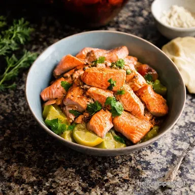 SunKissed Mediterranean Salmon Bowl Fresh Easy Recipe Card
