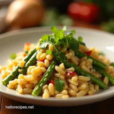 Sunshine Orzo Salad with Asparagus Artichoke Easy Med Magic Recipe Card