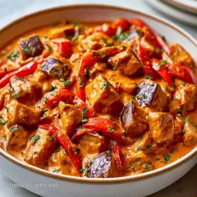 Thai Red Curry Eggplant with Coconut Milk Recipe Card