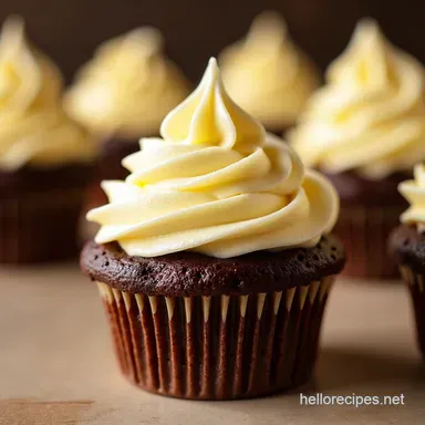 The Ultimate Fluffy Buttercream Icing for Cupcakes Vanilla Chocolate Split Recipe Card