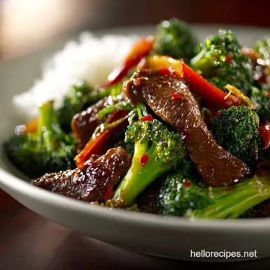 RestaurantStyle Beef and Broccoli Stir Fry Tender Glossy Recipe Card