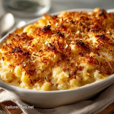 Creamy Baked Mac Cheese: Ultimate Comfort Food with Crispy Panko Topping Recipe Card