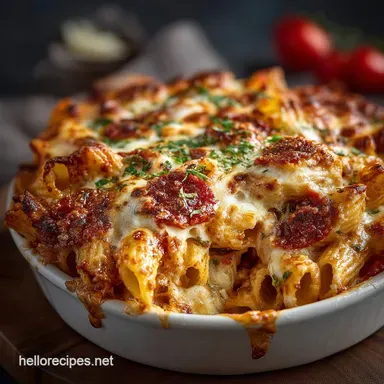 Proper DeepDish Pizza Pasta Bake Recipe Cheesy Comfort Done Right Recipe Card