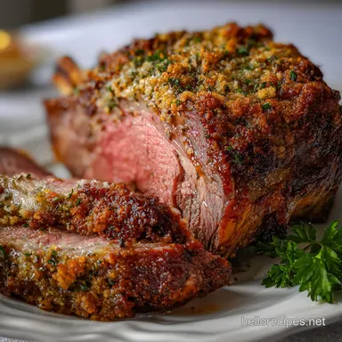 Prime Rib Recipe: Herb Crusted Medium Rare Roast Recipe Card