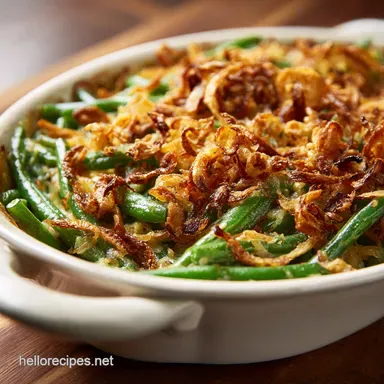 Green Bean Casserole: The Ultimate Homemade Recipe with Crispy Shallots Recipe Card