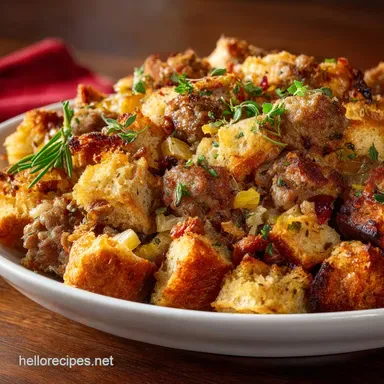 Sausage Stuffing: The Ultimate Recipe for Moist, Crispy Holiday Tables Recipe Card
