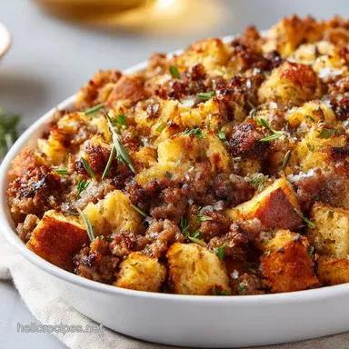 Sausage Herb Stuffing: The Best Golden-Crusted Thanksgiving Side Dish Recipe Card