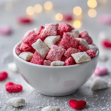 Valentine Puppy Chow Snack Mix: Velvety Chocolate Peanut Butter