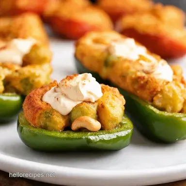 Spicy Vegan Hot Appetizers Jalapeño Poppers with Cashew Cream Recipe Card