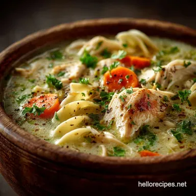 Homemade Creamy Chicken Noodle Soup with a Proper Velvety Broth Recipe Card