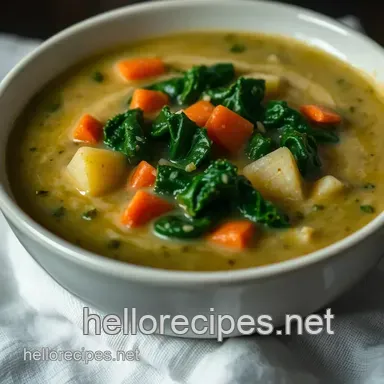 Velvety Kale Soup with a Creamy Coconut Touch - A Cozy Delight Recipe Card