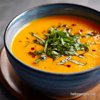 Velvety Creamy Thai Carrot Soup with Basil Easy 45Minute Recipe Recipe Card