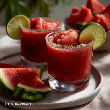 Drinks and Links Watermelon Margarita Fresh: Refreshing Summer Cocktail Recipe Card