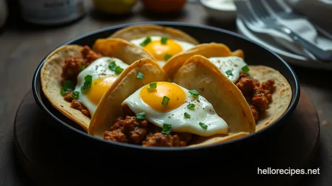 Chorizo & Egg Breakfast Tacos with Spicy Avocado Crema